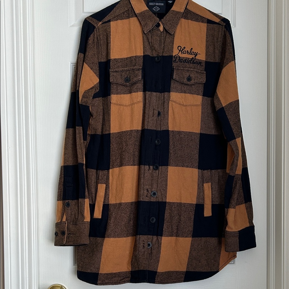 Harley-Davidson Checkered Shirt in Black and Brown
